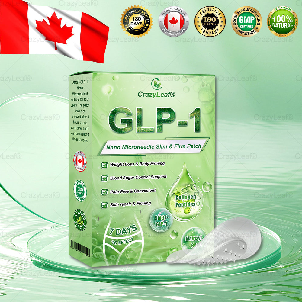 Clinically Proven|Official Store | CrazyLeaf® SMGT-GLP-1 Nano Microneedle Patch with Collagen & Matrixyl 3000 丨Targets Obesity, Loose Skin, High Blood Pressure, Diabetes, Fatty Liver, Joint Pain, Brain Fog, Low Energy, Body Aches, and More