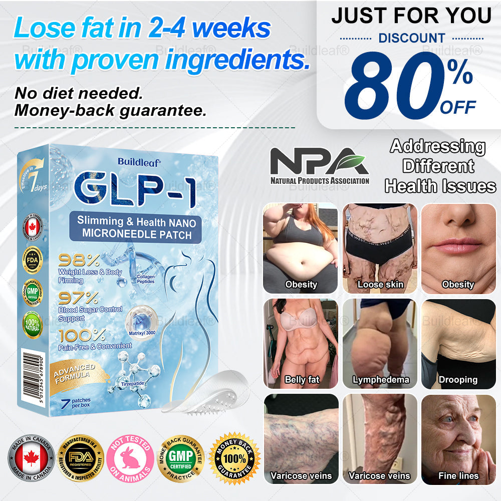 Clinically Proven|Official Store | Buildleaf® Tirzepatide Nano Microneedle Patch with Collagen & Matrixyl 3000 丨Targets Obesity, Loose Skin, High Blood Pressure, Diabetes, Fatty Liver, Joint Pain, Brain Fog, Low Energy, Body Aches, and More